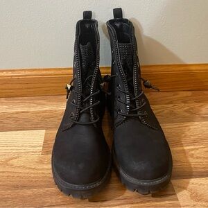 Jennifer Lopez Black Lace-Up Ankle Boots Size 7 Medium